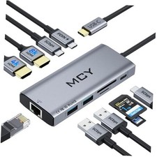 USB C Hub,Laptop Docking Station Dual Monitor Single 8K,2x4K 60Hz,10 in 1 Gray