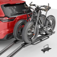 200LBS 2 EBike Rack w/ Ramp Lockable&Foldable for SUVs Cars 5" Fat Tire Carrier 