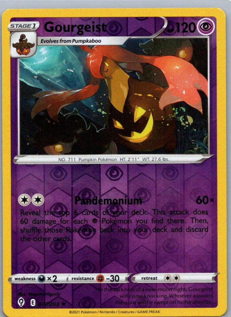 Pokemon TCG Gourgeist 77/203 Evolving Skies Rev Holo NM
