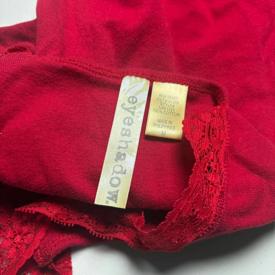 Camiseta sin mangas Babydoll de encaje rojo sombra de ojos Y2K mediana para mujer Foto 4 de 4