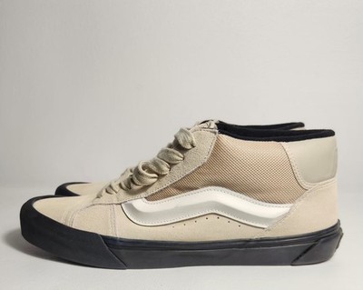 Vans  Knu Skool Peyote Beige White Mid Suede Nylon Skate Shoes Men size 11