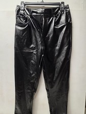 Faux Leather Skinny Pants Women M Black High Waisted Wet Look Goth Edgy Biker