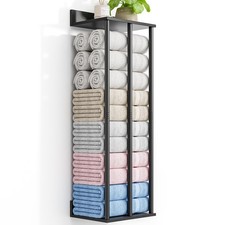 Towel Racks for Bathroom Wall Mounted with Wooden Storage Shelf, Updated 3 Bar M