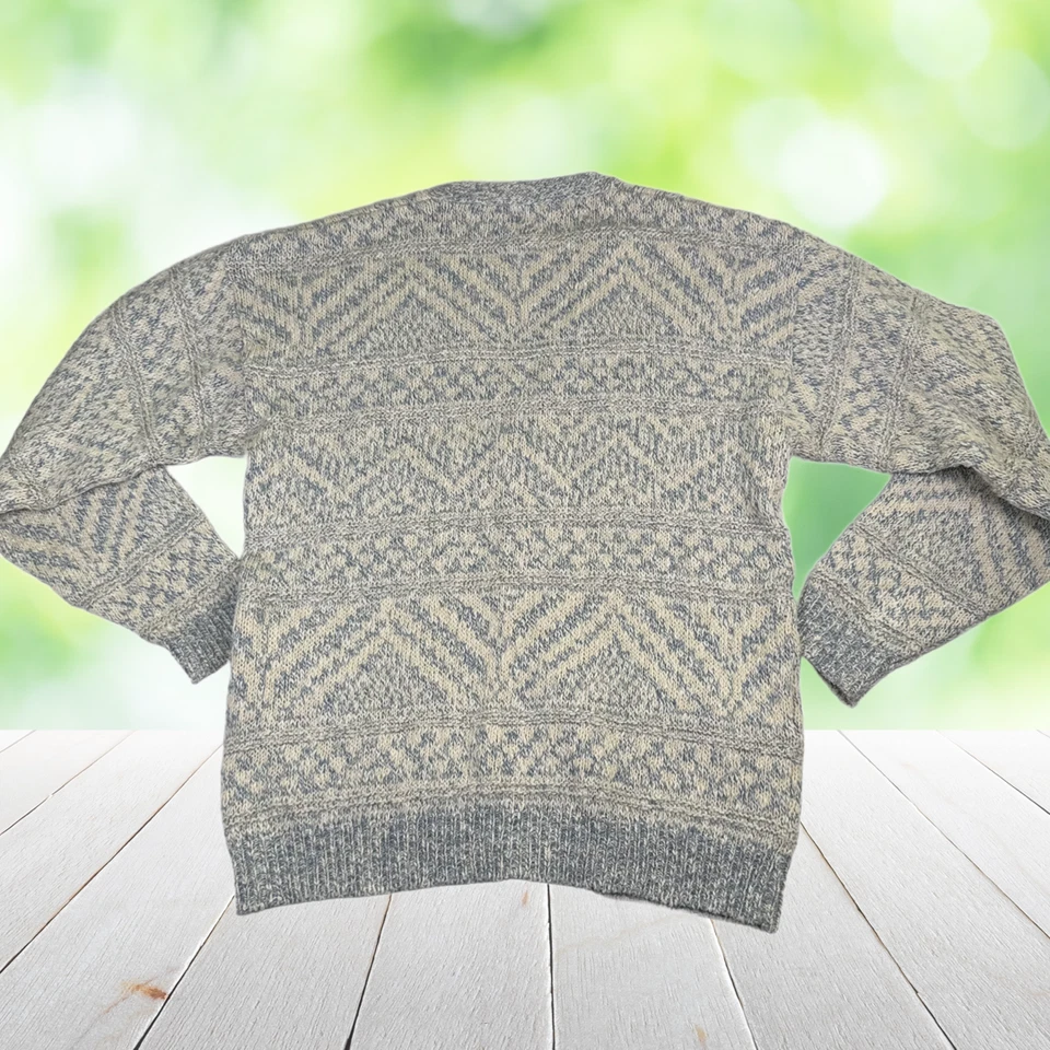 Vintage PENDLETON Cardigan Sweater Mens Medium Blue Cream Wool USA 70s Dad - Image 3 of 4