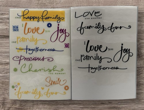 FAMILY LOVE JOY SMILE Rub-Ons Scrapbooking Crafts 2 Sheets