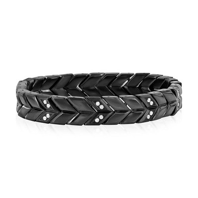 Edelstahl poliert & matt CZ Chevron Design Armband - schwarz plattiert