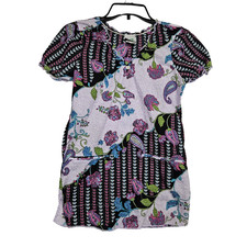 WS Gear Scrub Top Purple Floral XS Nurse Doctor Aide Tech Therapy Caregiver