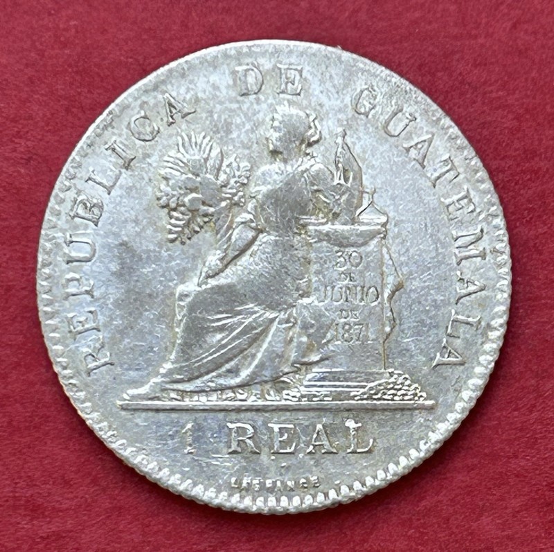 1899 Guatemala 1 Real Silver Coin Without Fineness (0.835) KM#171