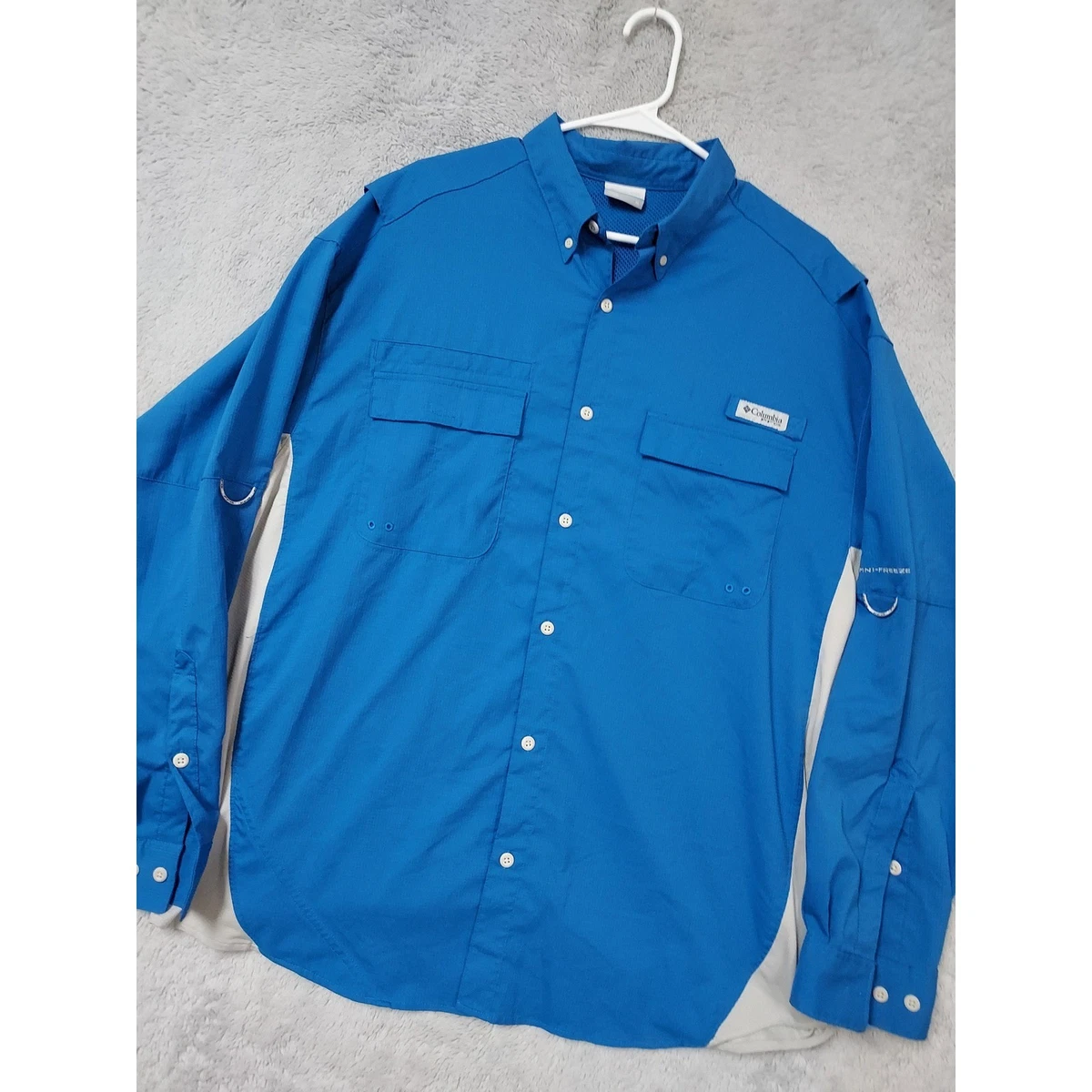 Chemise Columbia PFG Omni Freeze Homme – Manches Longues, Bleue, Taille 2XL