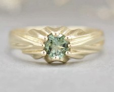 Vintage 9ct Gold Natural Blue Green Tourmaline Signet Style Ring Stunning