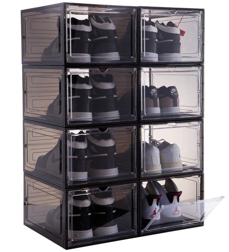 Upgrade 8 Pack X-Large Shoe Storage Boxes with Clear Magnetic Doors Stackable...