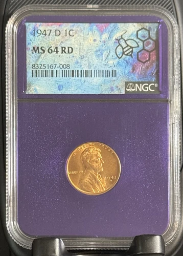 1947-D Lincoln Wheat Cent, NGC MS-64 RD (008)
