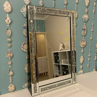 40x60 Silber Diamant Wandspiegel Mädchen Bett Bad Bling Jewel Wandspiegel