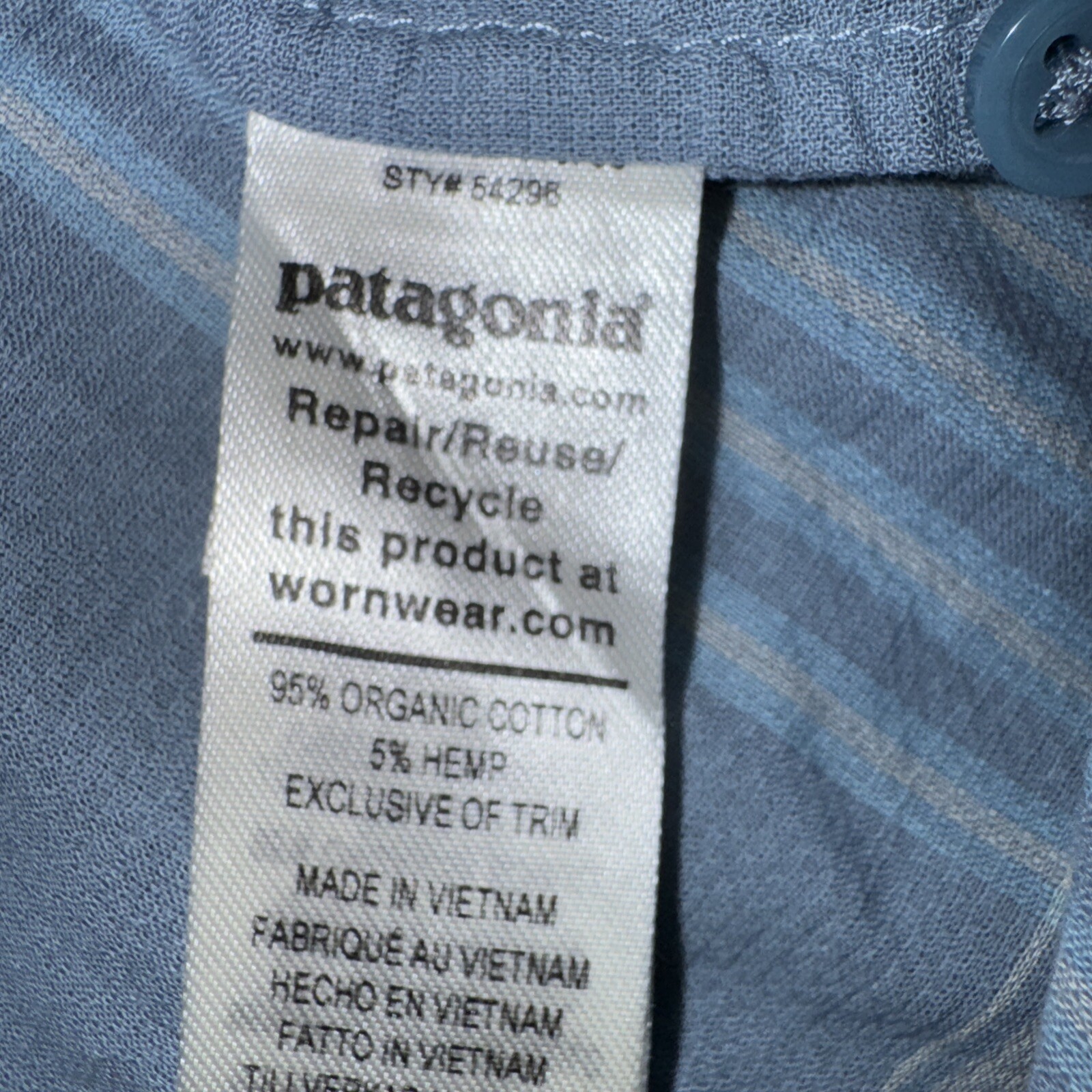 Patagonia Women's Organic Shirt Blue Plaid Long Sleeve Cotton & Hemp Size Small thumbnail 5