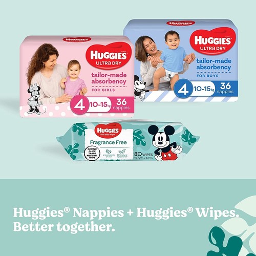 640 HUGGIES Thick Baby Wet Wipes Fragrance Free- Baby Wipes, New AU - Picture 7 of 9