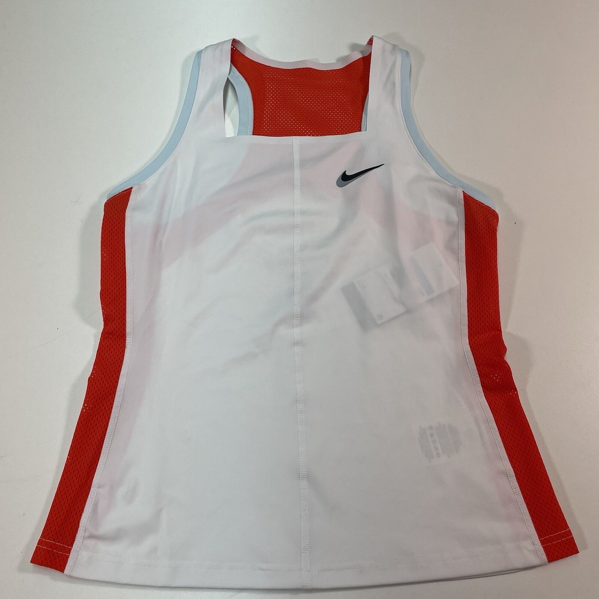 NWT Womens L Nike Court Dri-FIT Slam tennis tank top White Orange