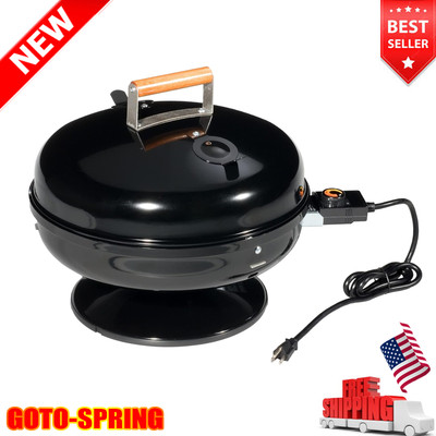 Desktop Electric Grill Double Hood Vent Barbecue Roast Meat Vegetable Camping US