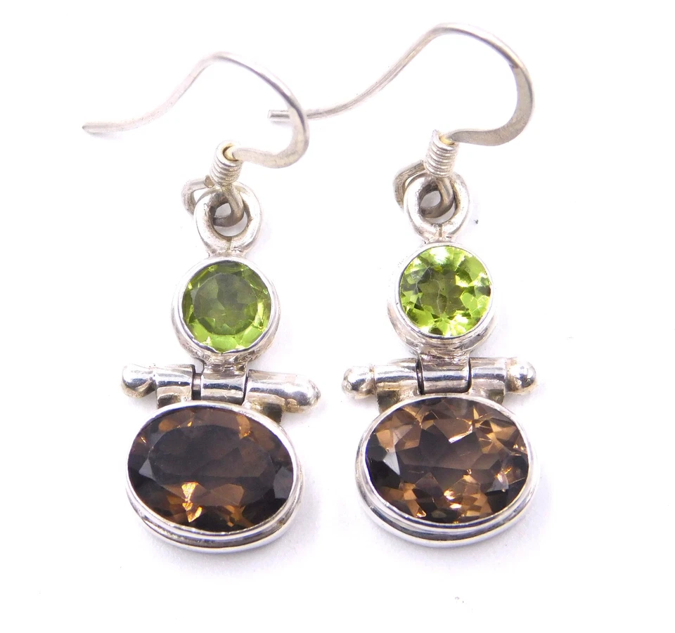 6 Gm 925 Sterling Silver Natural Multi Cut Gemstone Handmade Earring Size1.25" - Image 3 of 4