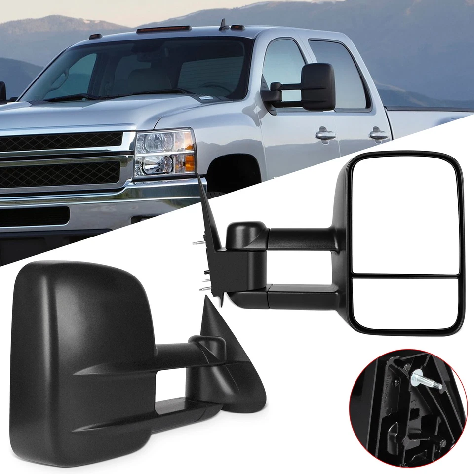 手动成对侧视牵引镜 适用于 99-07 雪佛兰 GMC Sierra 1500 2500 3500 — 第 2/4 张图片
