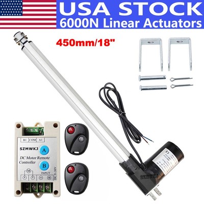 USA 6000N 18'' Linear Actuator Heavy Duty 12V DC Motor W/ Brackets W/ Controller