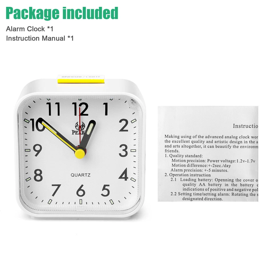 Led Desk Quiet Non Ticking Battery Powered Bedroom Alarm Clock Nightlight Sleep - Image 3 of 4