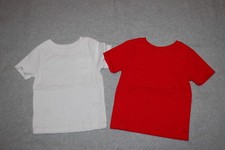 Baby Toddler Boys 2 LOT S/S TEE SHIRT Chest Pocket WHITE  RED Solid Color 18 MO