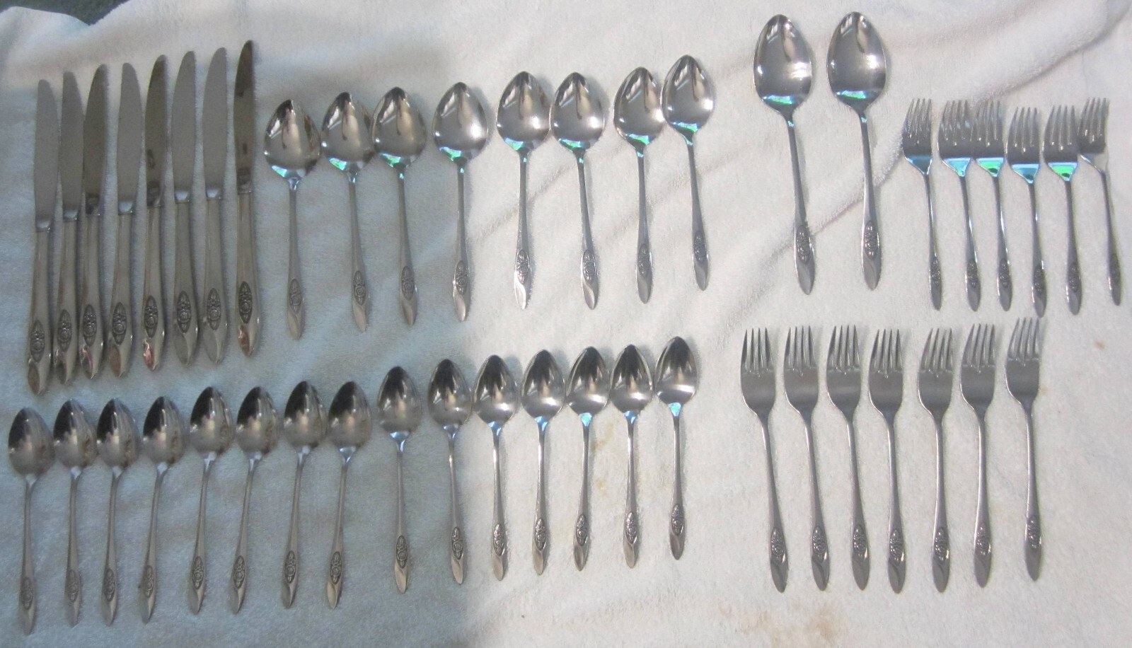 45 pc Oneida SPRING VALLEY Stainless 1881 Rogers  Silverware Flatware set,VTG