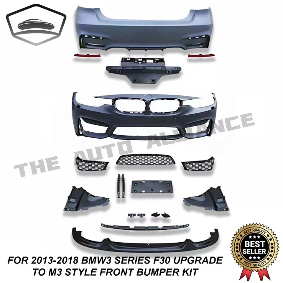 Fit 2013-2018 宝马 3 系列 F30 F35 330I 320I 升级到 M3 风格保险杠车身套件 — 第 2/4 张图片