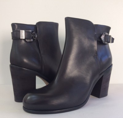 New AGL Attilio Giusti Leombruni Lindsey Block Heel Leather Ankle Boots Black 41