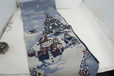 Snowman Table Runner 12x70" Christmas Tapestry Winter Holiday Snow Woven