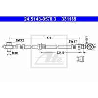 ATE Bremsschlauch Bremsleitung Vorne FüR VW Tiguan Van Q3 24.5143-0578.3