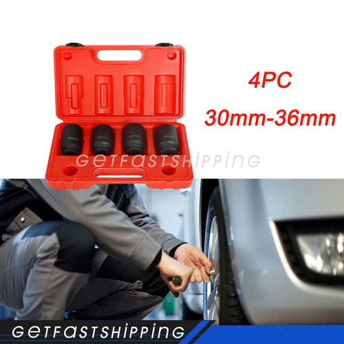 4pcs 1/2 Drive Deep Spindle Axle Nut Socket Set 30mm 32mm 34mm 36mm 12Point NEW