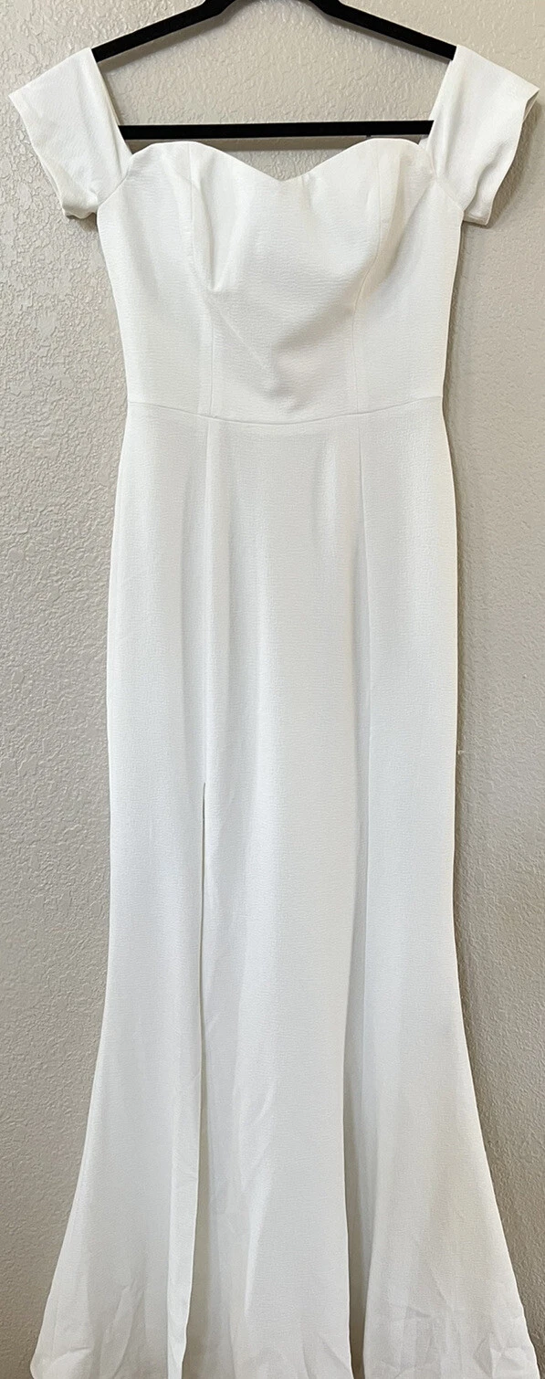 OFF WHITE ABITO NUOVO THE POPULATION Logan Off the Shoulder abito da sera bianco sporco taglia L