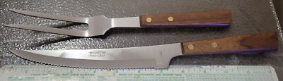 Vintage Emdeko Japan Carving Stainless Steel Knife & Fork Set, 7'' Blade 