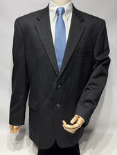 Ralph Lauren Chaps Blue Label 100 New Wool Black Blazer Sport Coat Men Size 44L