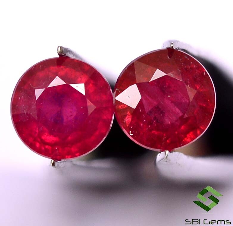 Ruby Rounding 2.72 Cts Natural Ruby Round Cut Pair 6 mm Faceted Calibrated Loose ...