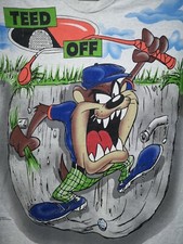 VTG TAZ TASMANIAN DEVIL TEED OFF ALLOVER PRINTS FREEZE 1997 WARNER BROS SZ XL