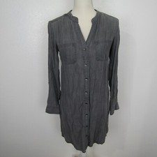 Banana Republic Sheath Dress Womens 2 Button-Up V-Neck Gray Thigh Length