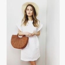 NWT Madewell Mini Dress Textured Cotton Clean Girl Summer White Dress Large