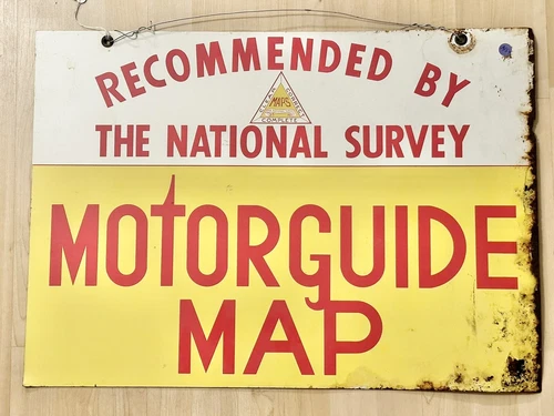 Vintage MotorGuide Map Sign From The National Survey Metal Sign Advertising