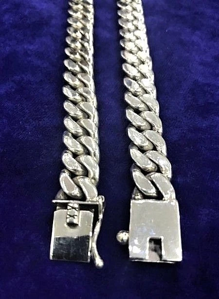 Collana In Argento Sterling 925 Da Uomo 20" Catena Cubana Curb Solid Link - Immagine 2 di 4