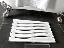 Wave Design Massiv Buche Holz Entenbrett Badezimmer Duschmatte - weiß Satin