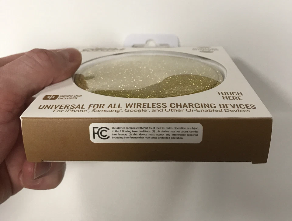 Gold Glitter Wireless Charging Pad QI Certified Universal iPhone Samsung Google - Image 4 of 4