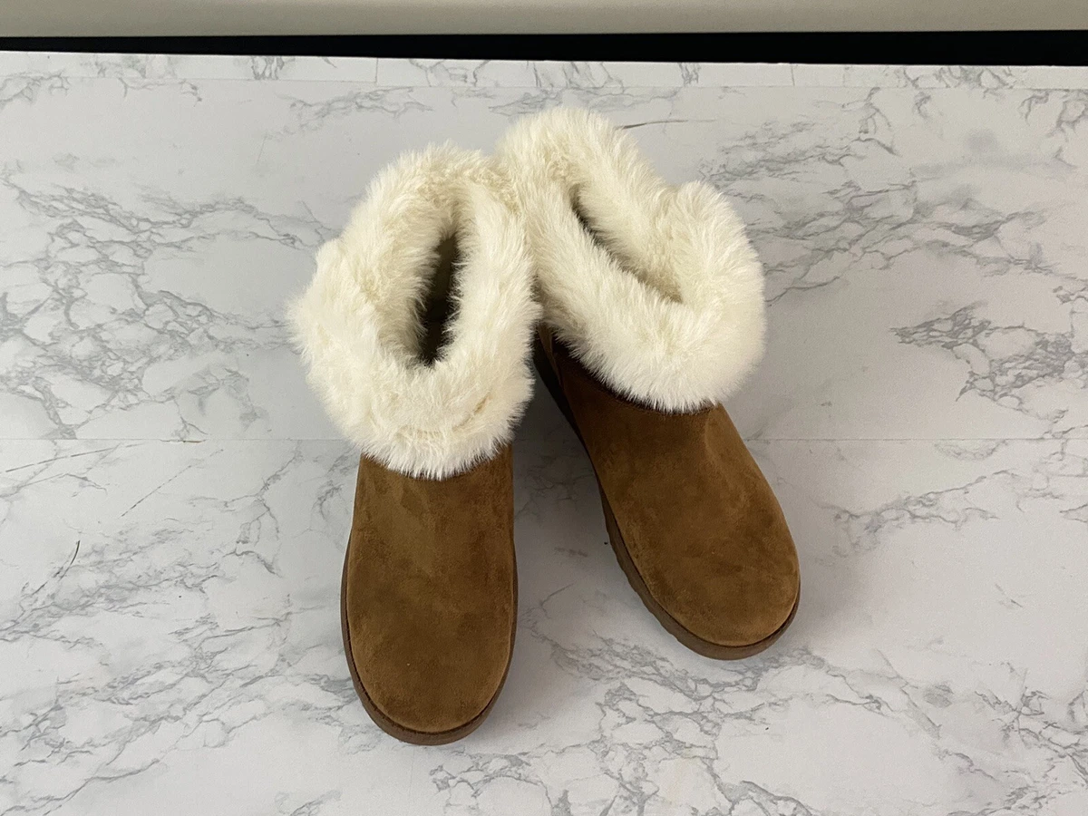 Women s Fur Lined Boots by SO Kohls Brand Brown Faux Suede Size