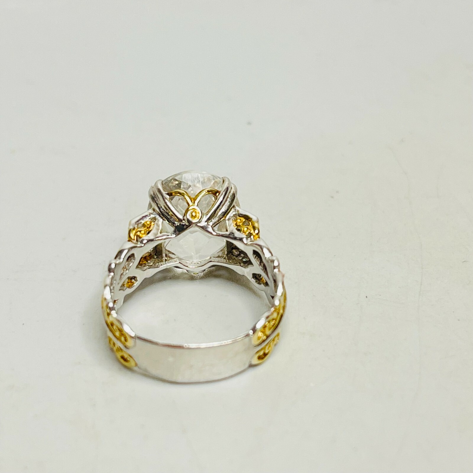 Gems En Vogue II 925 Sterling Silver GoldTone Faceted Oval White Topaz Ring eBay