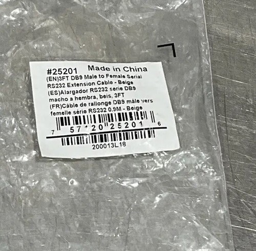 Serial Cable Male to Female Rs232 Beige Nos Surplus - Picture 2 of 2