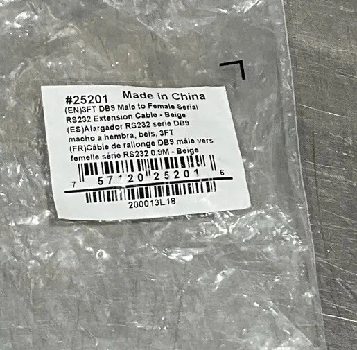 Serial Cable Male to Female Rs232 Beige Nos Surplus - Image 2 of 2