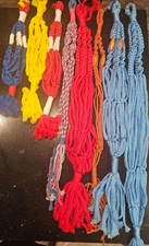 Lot Of 8 Handmade Vintage Colorful Macrame Plant Holders