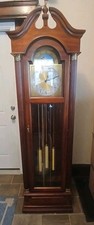 VINTAGE-Ethan Allen Moondial Grandfather Clock Tri Chime Tested/Video Fast Ship