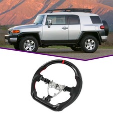 Real Carbon Fiber Perforated Leather Steering Wheel For 07-14 Toyota Fj Cruiser